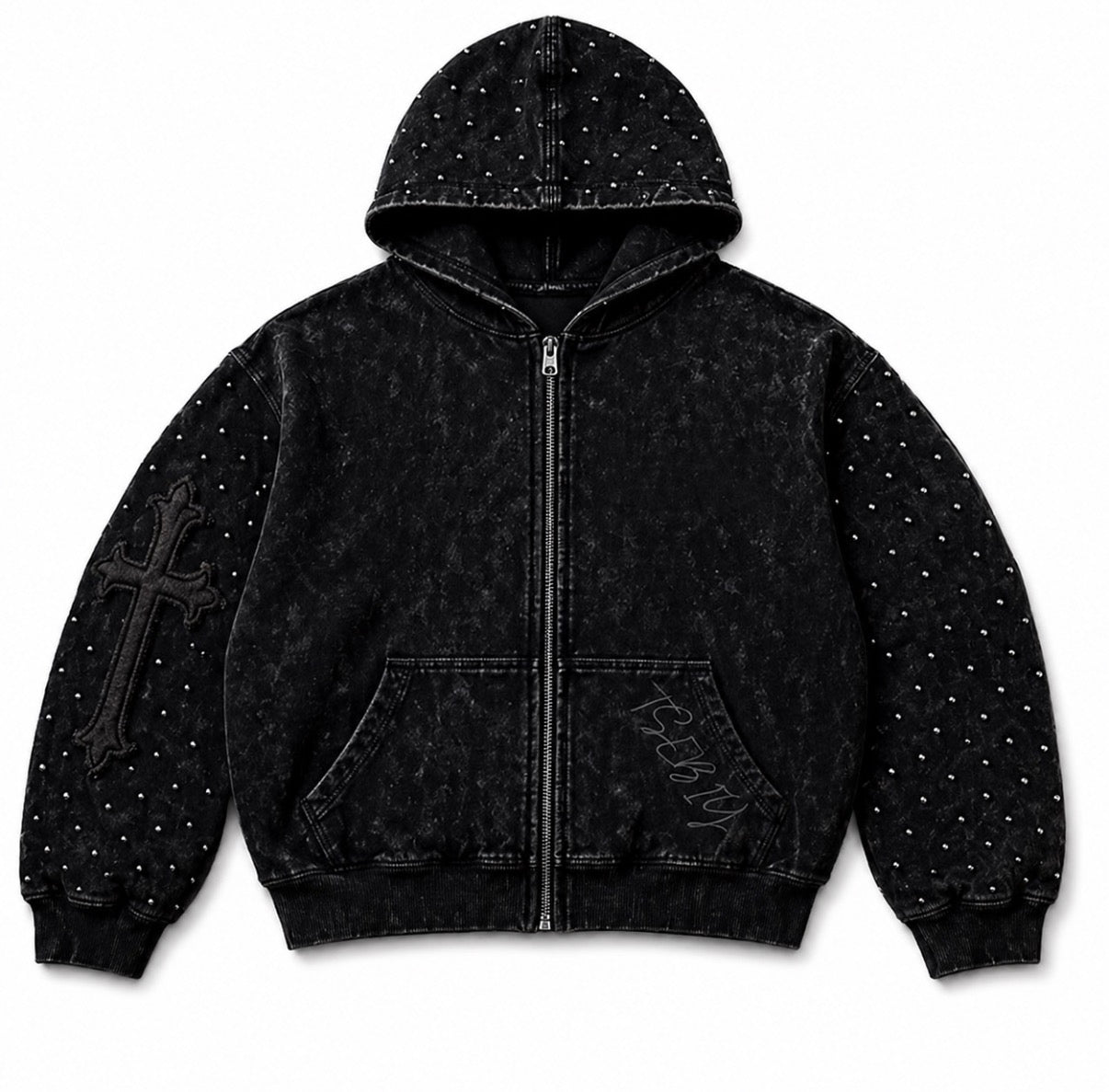 TSEBIY Rhinestone Zip-Up